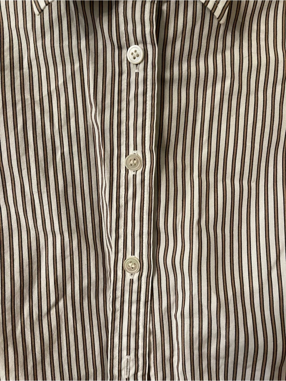 J. Crew Brown & White Vertical Stripe Button-Down Shirt